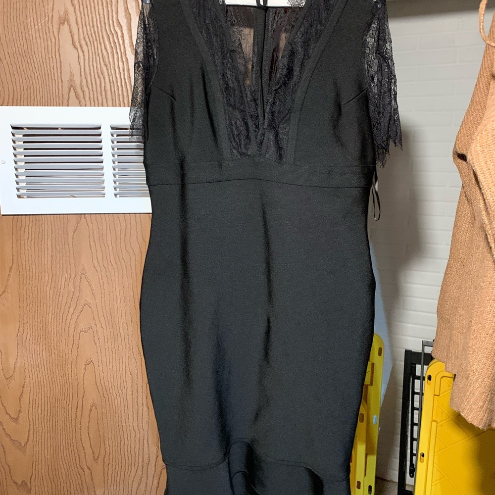 Venus Party cocktail black lace bandage dress. Worn one time/dry cleaned. - Picture 2 of 3